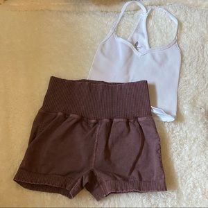 Free People athleisure top and shorts